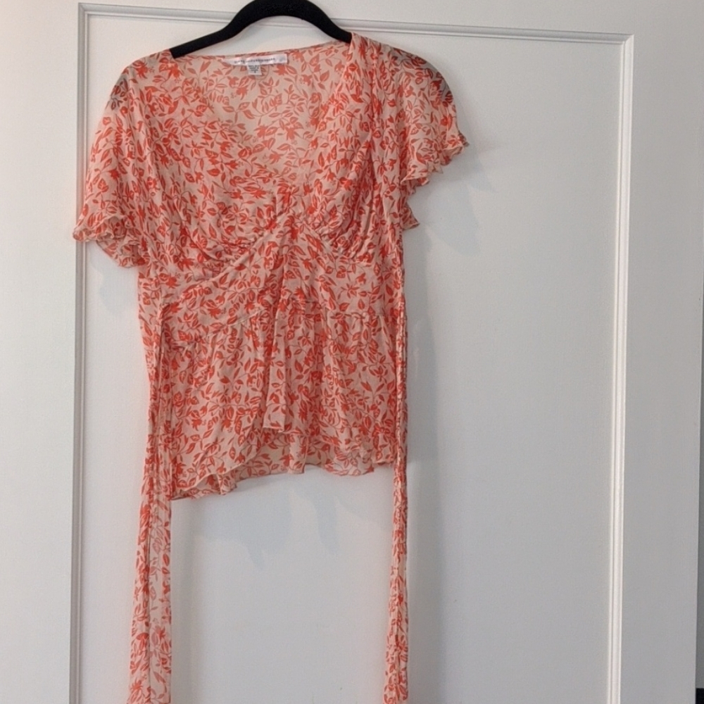 Orange floral DVF blouse